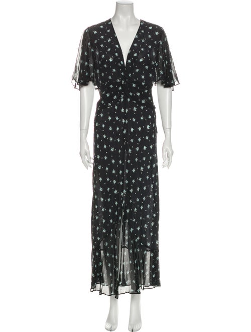 Rixo Silk Long Dress Black