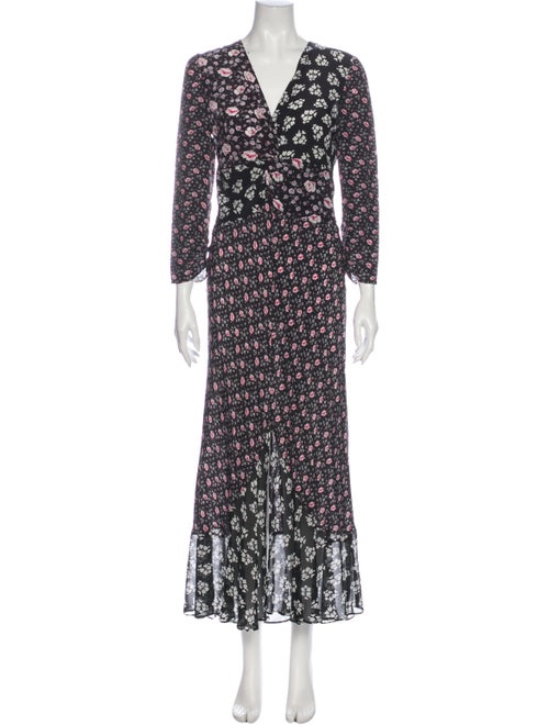 Rixo Silk Long Dress Black