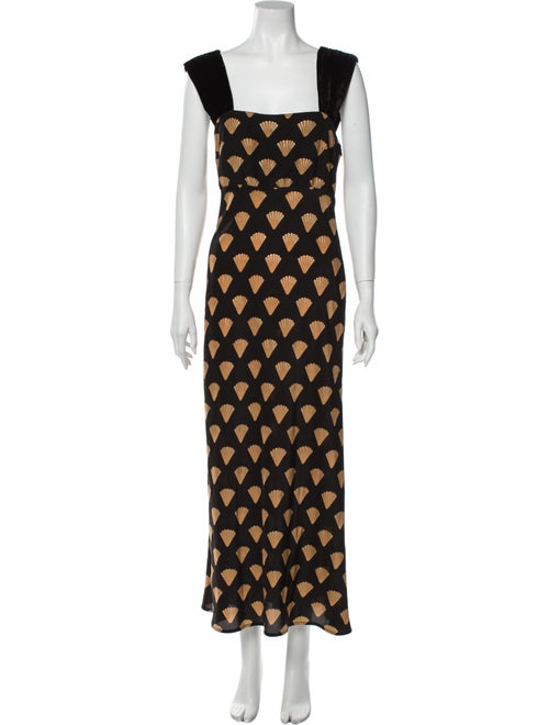 Rixo Silk Long Dress Black