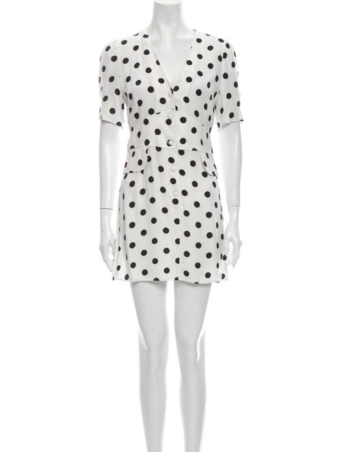 Rixo Polka Dot Print Mini Dress White