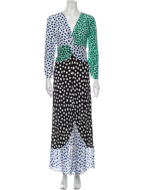 Rixo Silk Long Dress Green