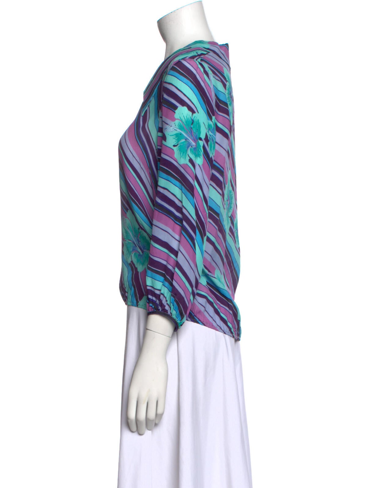 RIXO Printed Square Neckline Top