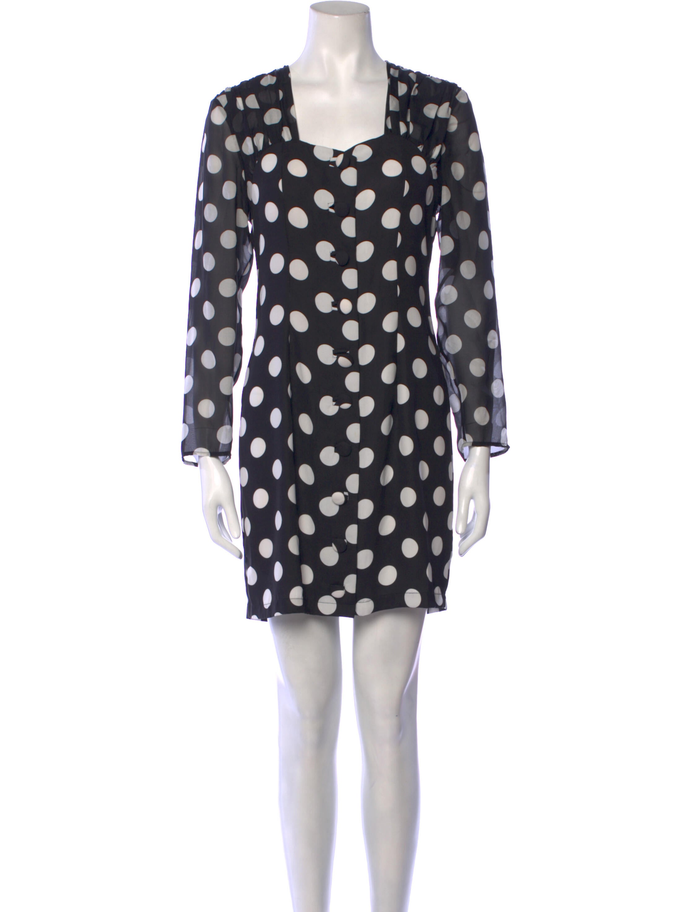RIXO Polka Dot Print Mini Dress