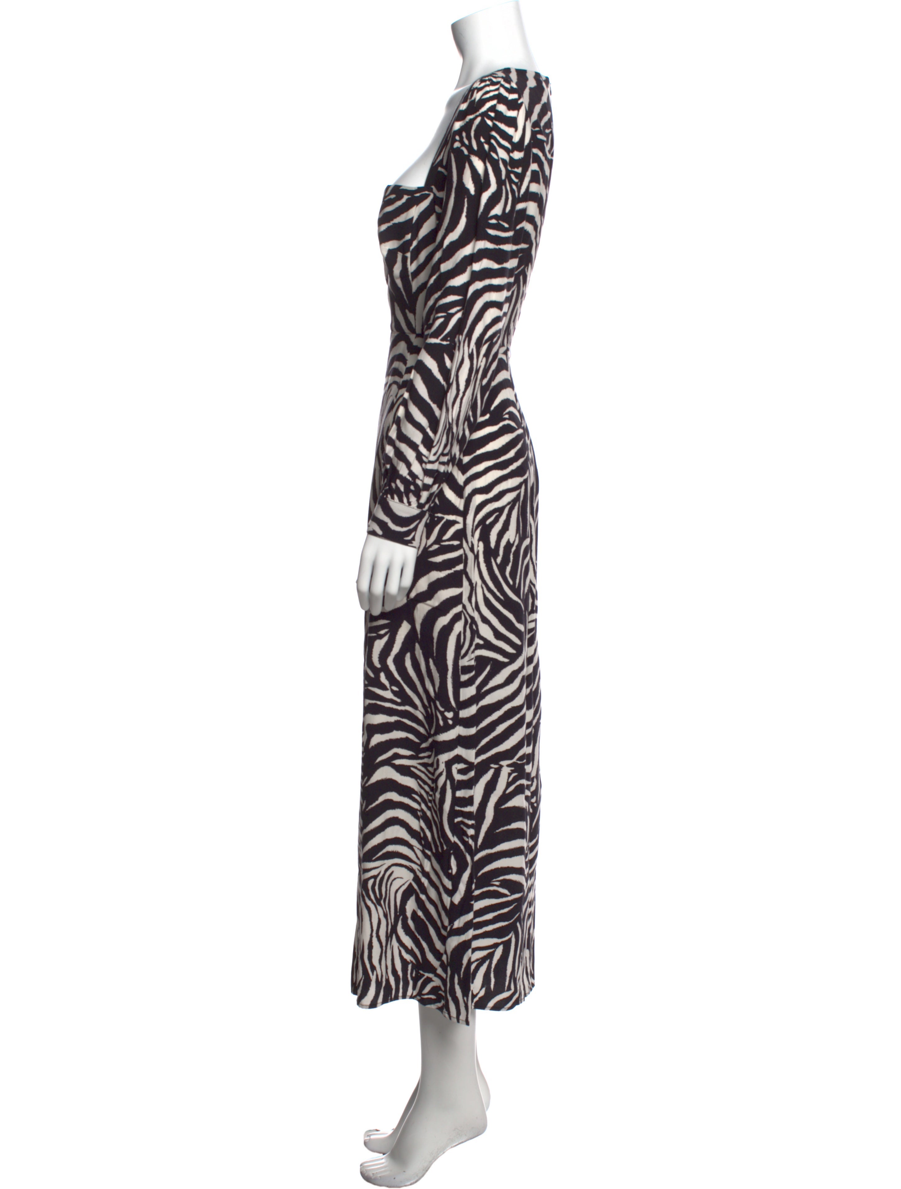 RIXO Animal Print Long Dress