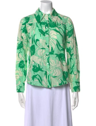 RIXO Floral Print Long Sleeve Button-Up Top