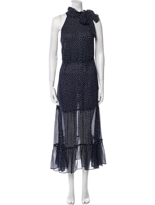 RIXO Polka Dot Print Midi Length Dress