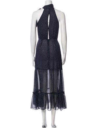 RIXO Polka Dot Print Midi Length Dress