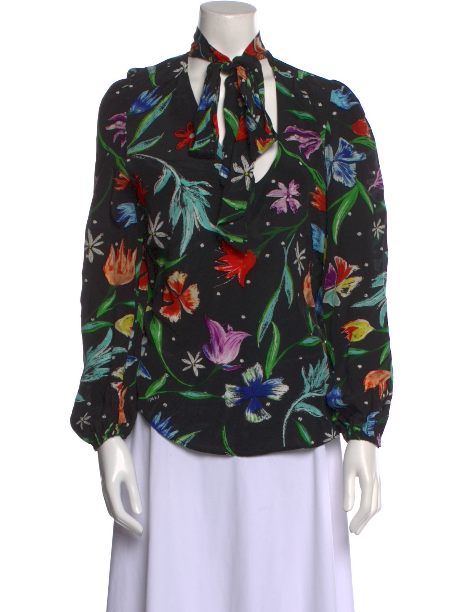 RIXO Silk Floral Print Blouse