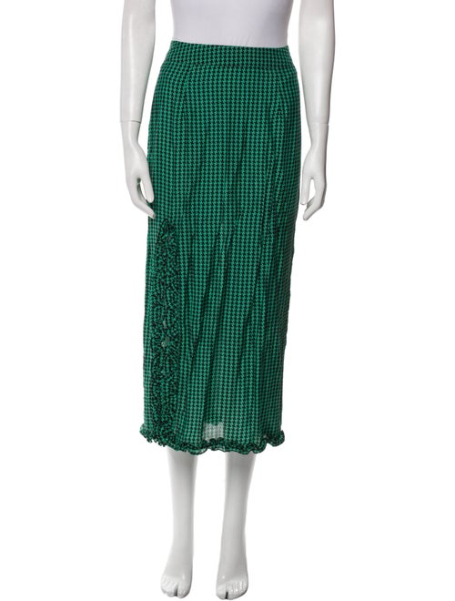 RIXO Houndstooth Print Midi Length Skirt