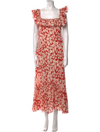 RIXO Floral Print Long Dress