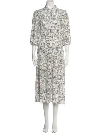 RIXO Polka Dot Print Long Dress