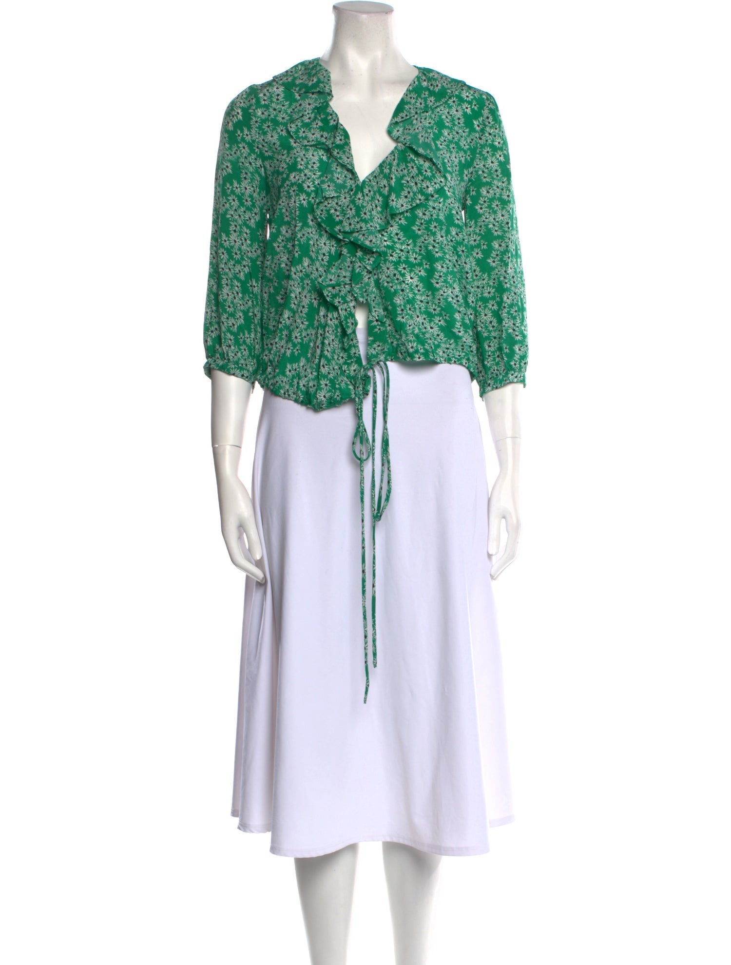 RIXO Silk Floral Print Crop Top