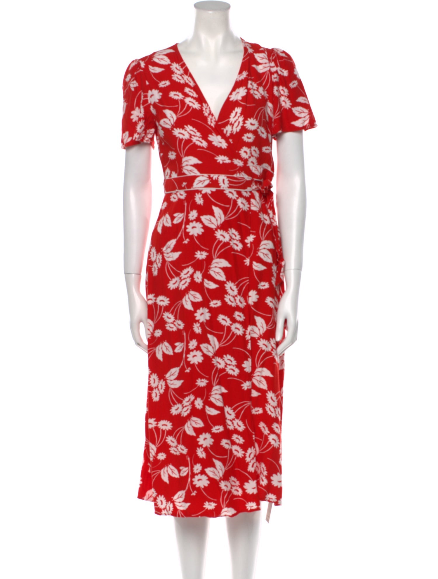 RIXO Floral Print Midi Length Dress