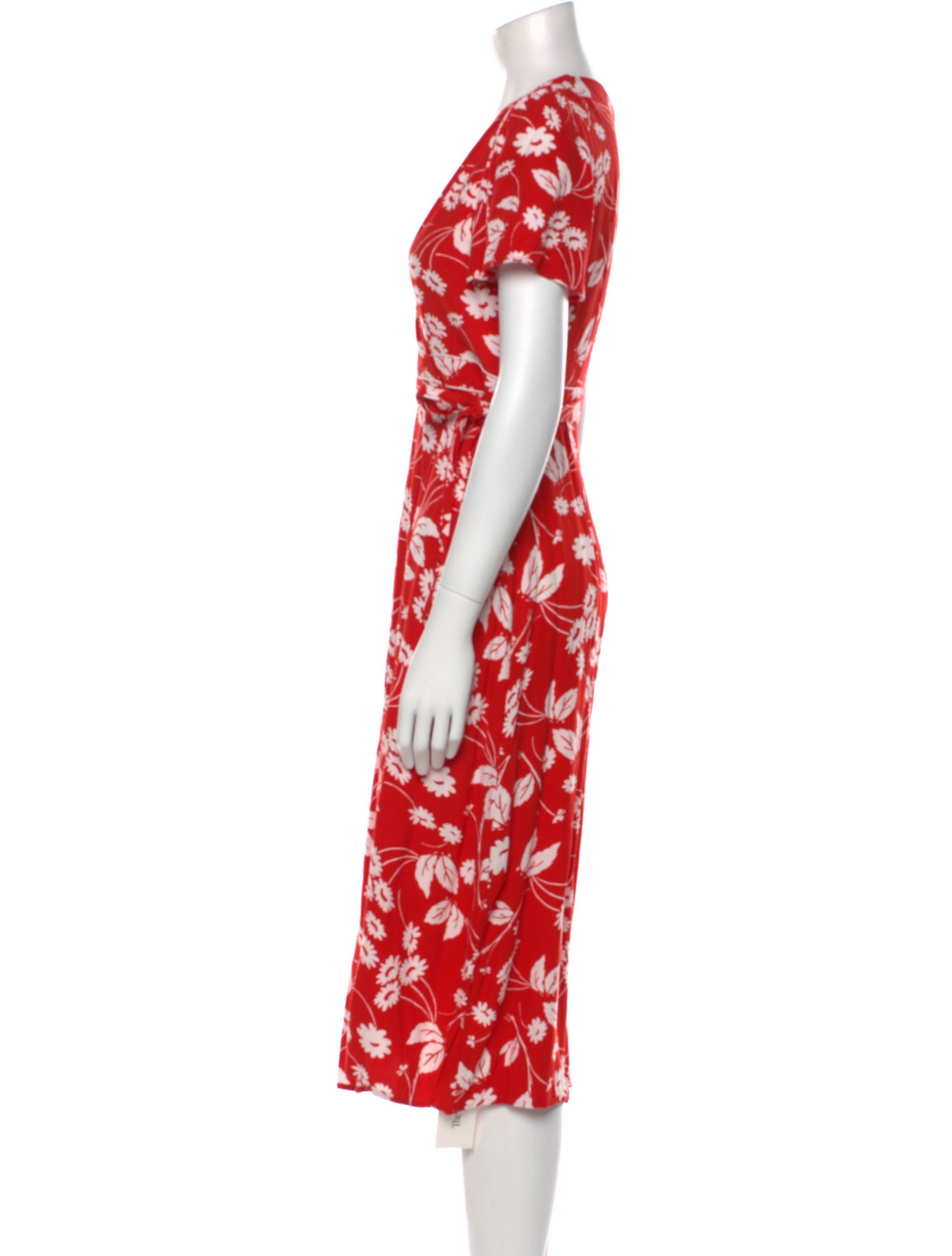 RIXO Floral Print Midi Length Dress