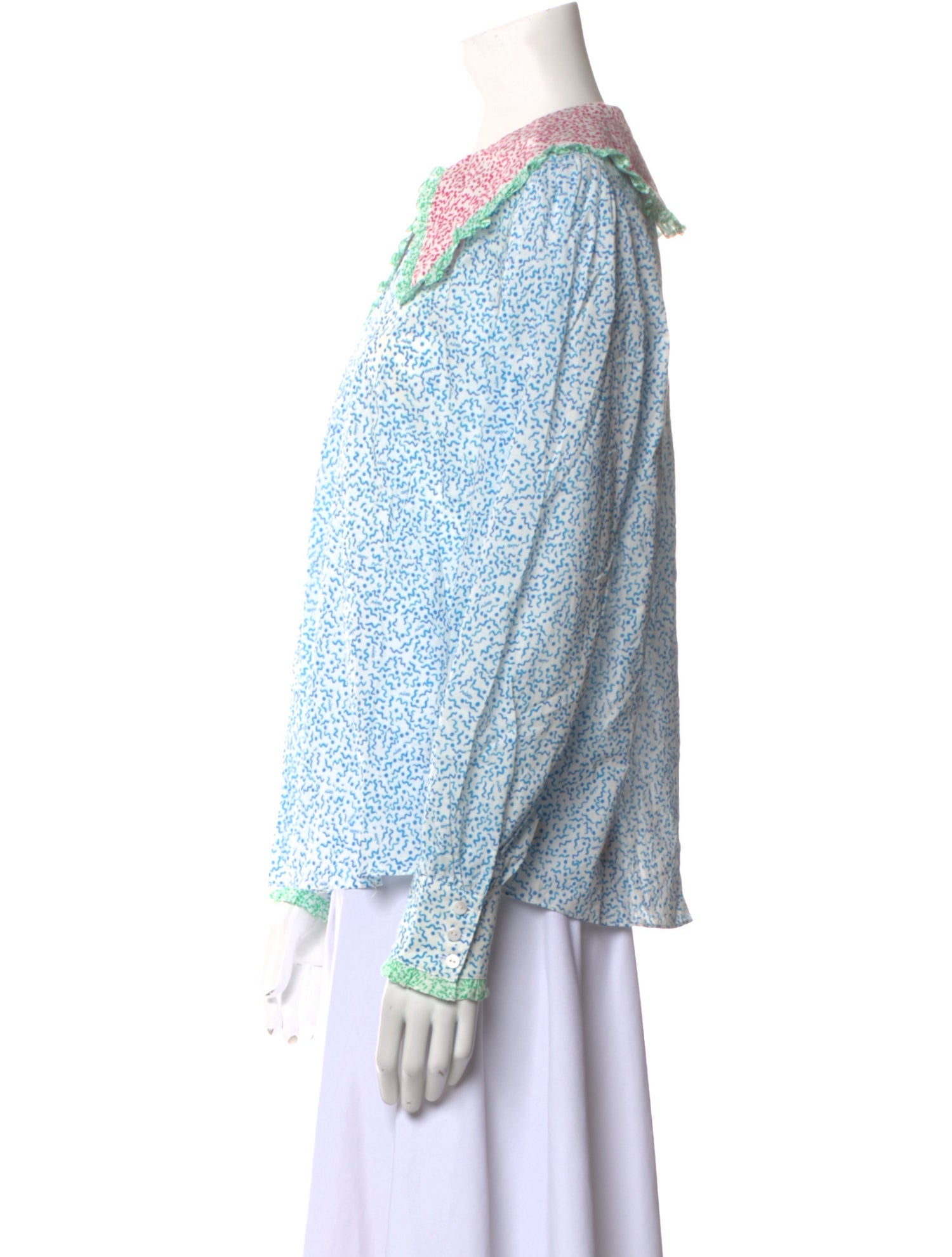 RIXO Floral Print Crew Neck Blouse