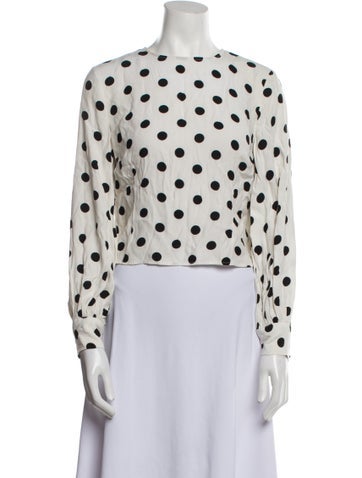 Rixo Tops Polka Dot Print Mock Neck Crop Top S