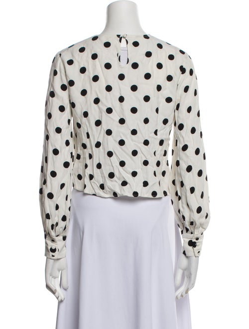 RIXO Polka Dot Print Mock Neck Crop Top