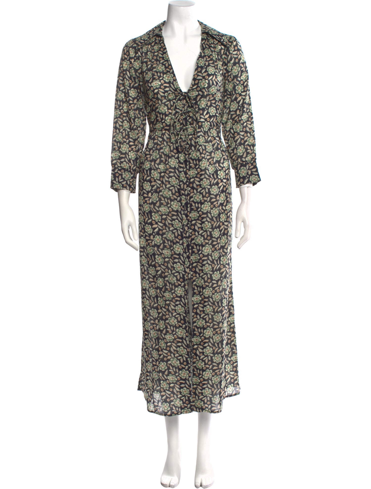 Ganni Floral Print Long Dress - Black Dresses, Clothing