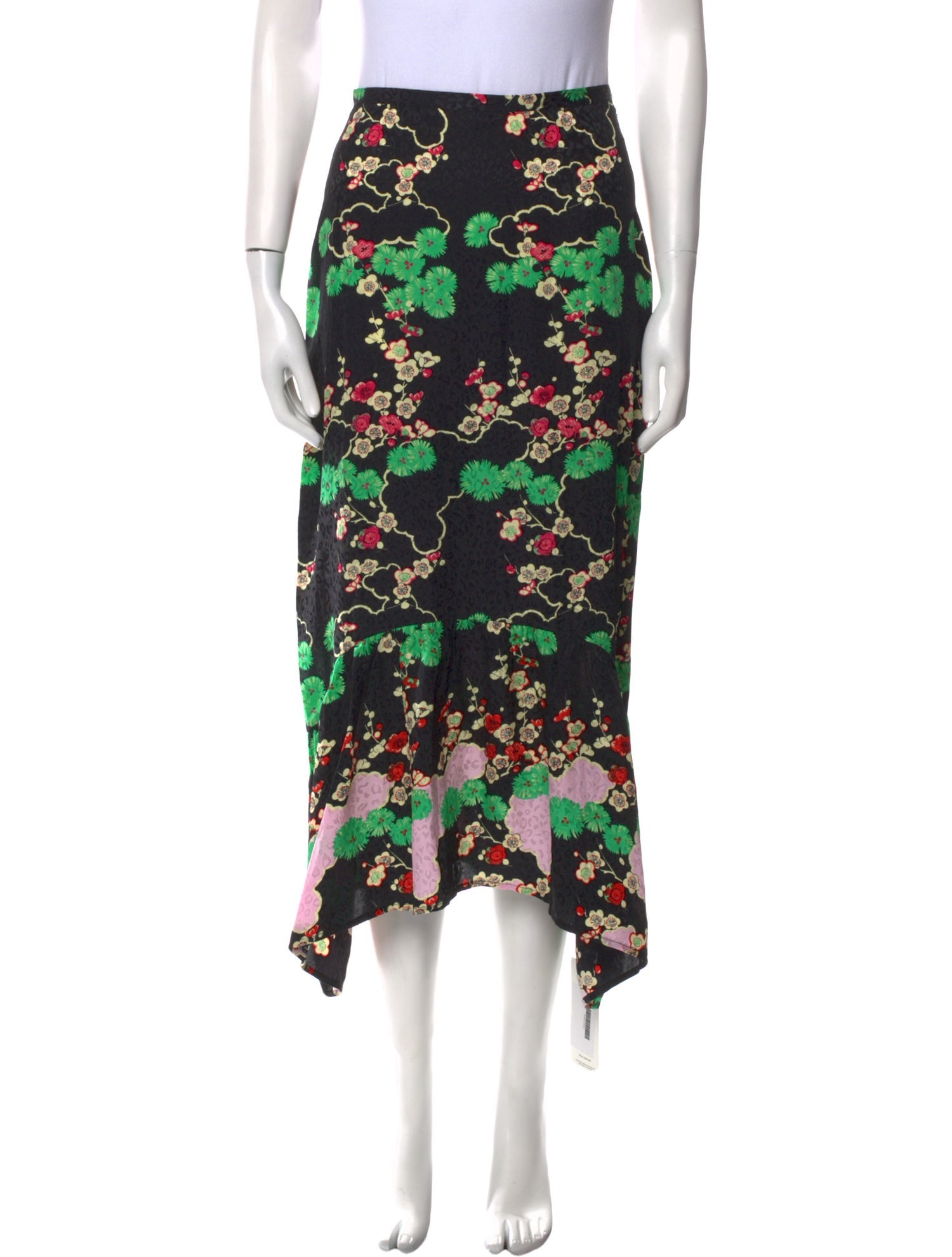 RIXO Silk Midi Length Skirt