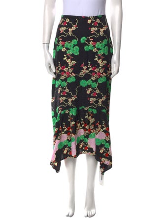 RIXO Silk Midi Length Skirt