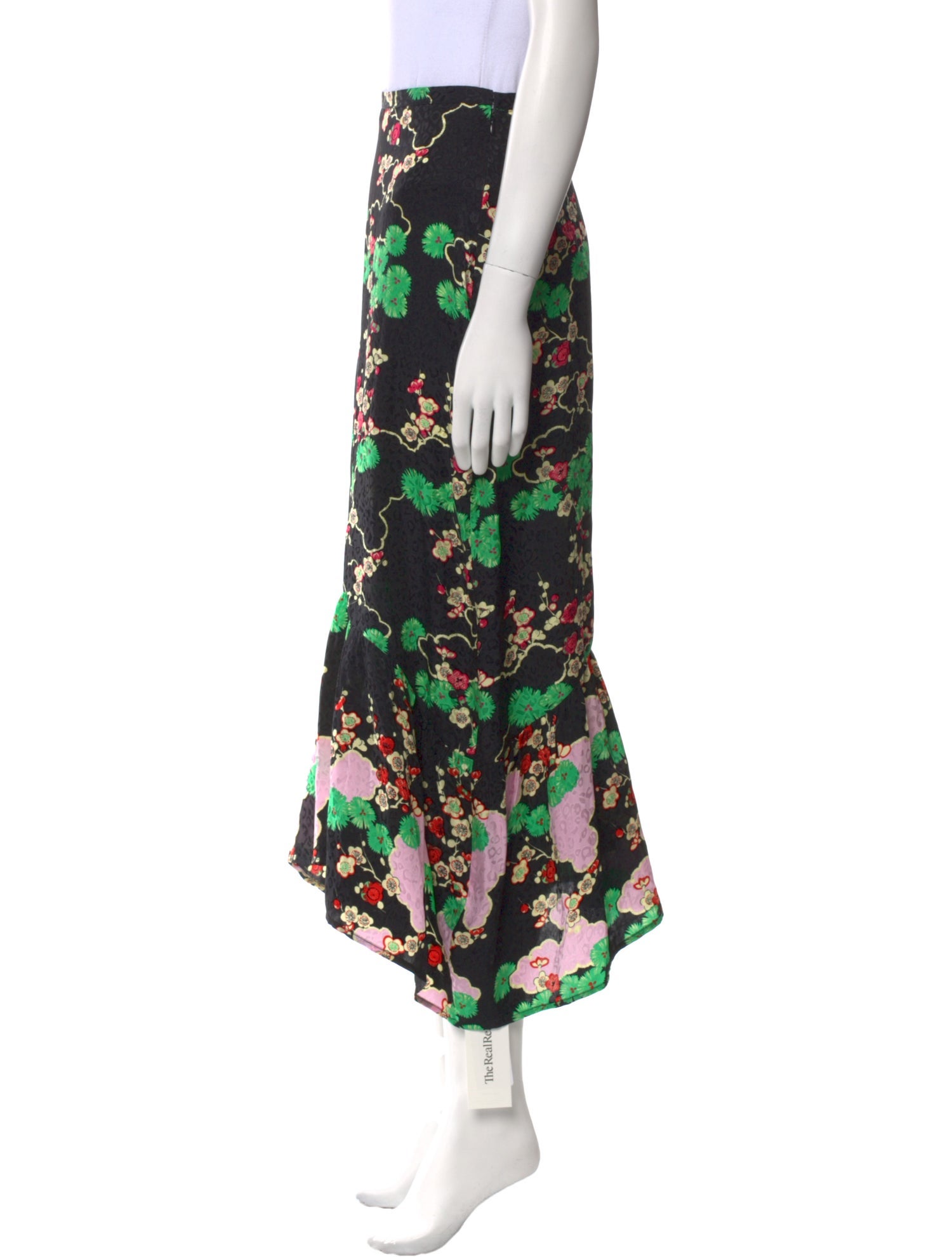 RIXO Silk Midi Length Skirt