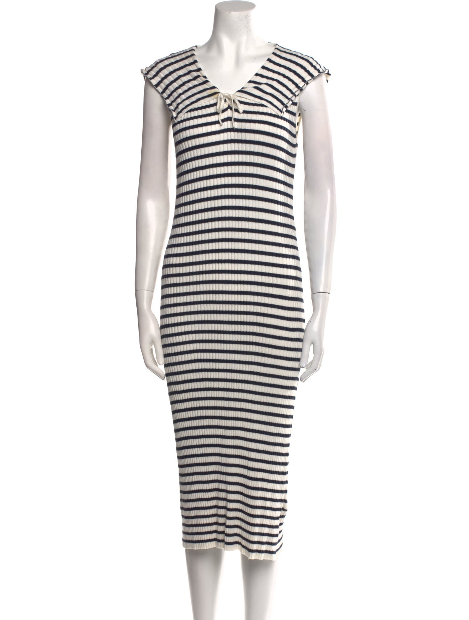 RIXO Striped Midi Length Dress