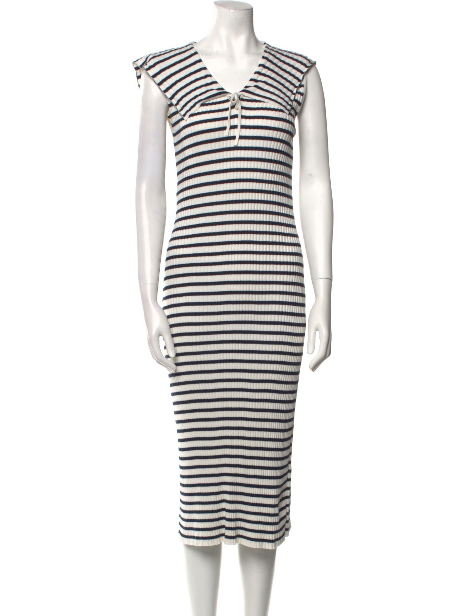 RIXO Striped Midi Length Dress