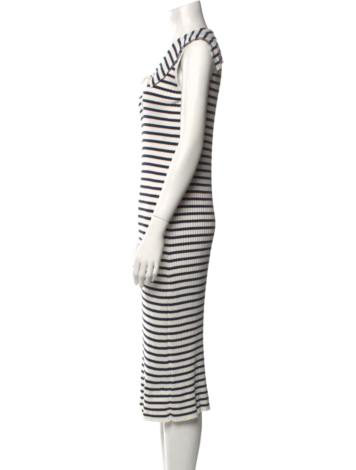 RIXO Striped Midi Length Dress
