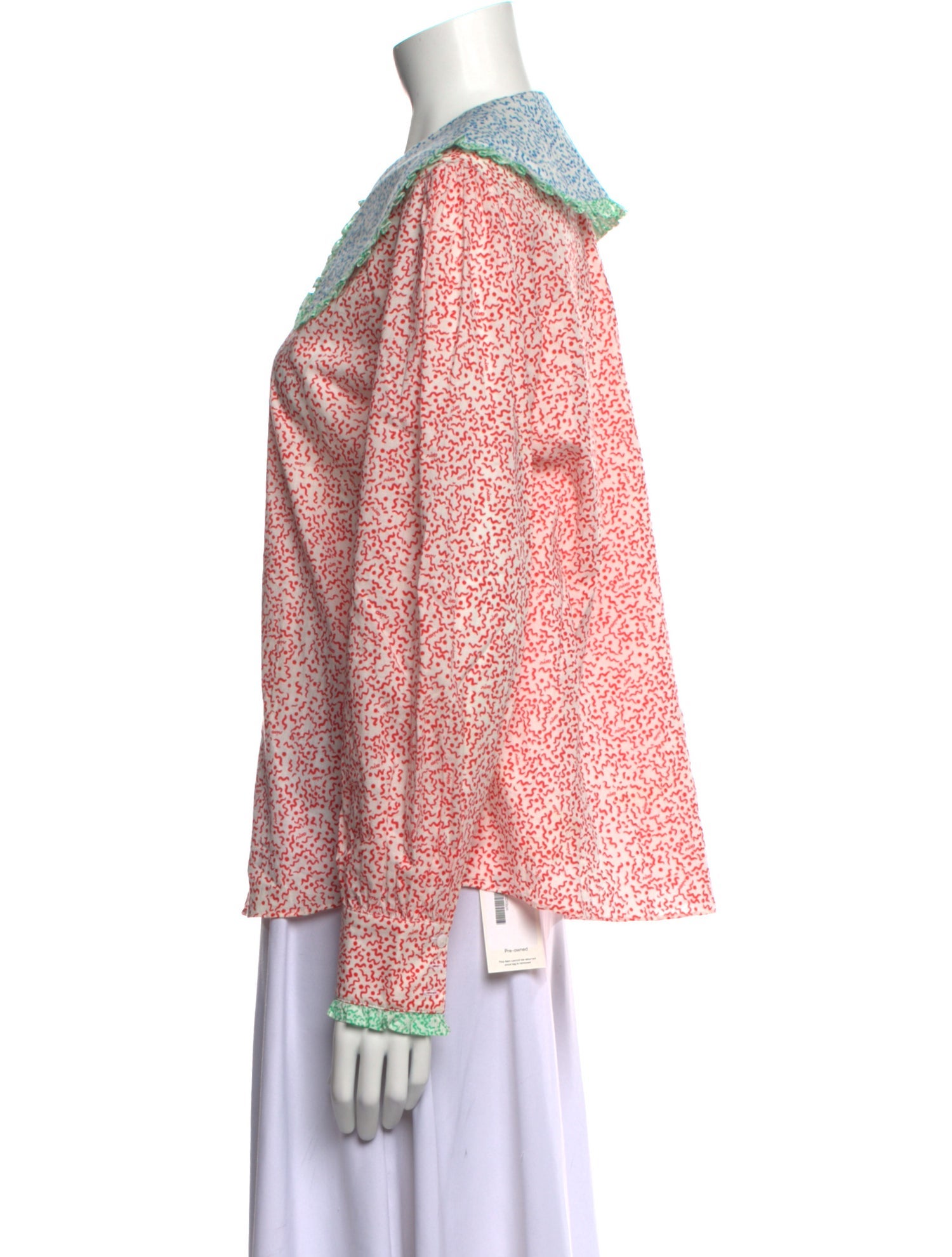 RIXO Printed Crew Neck Blouse