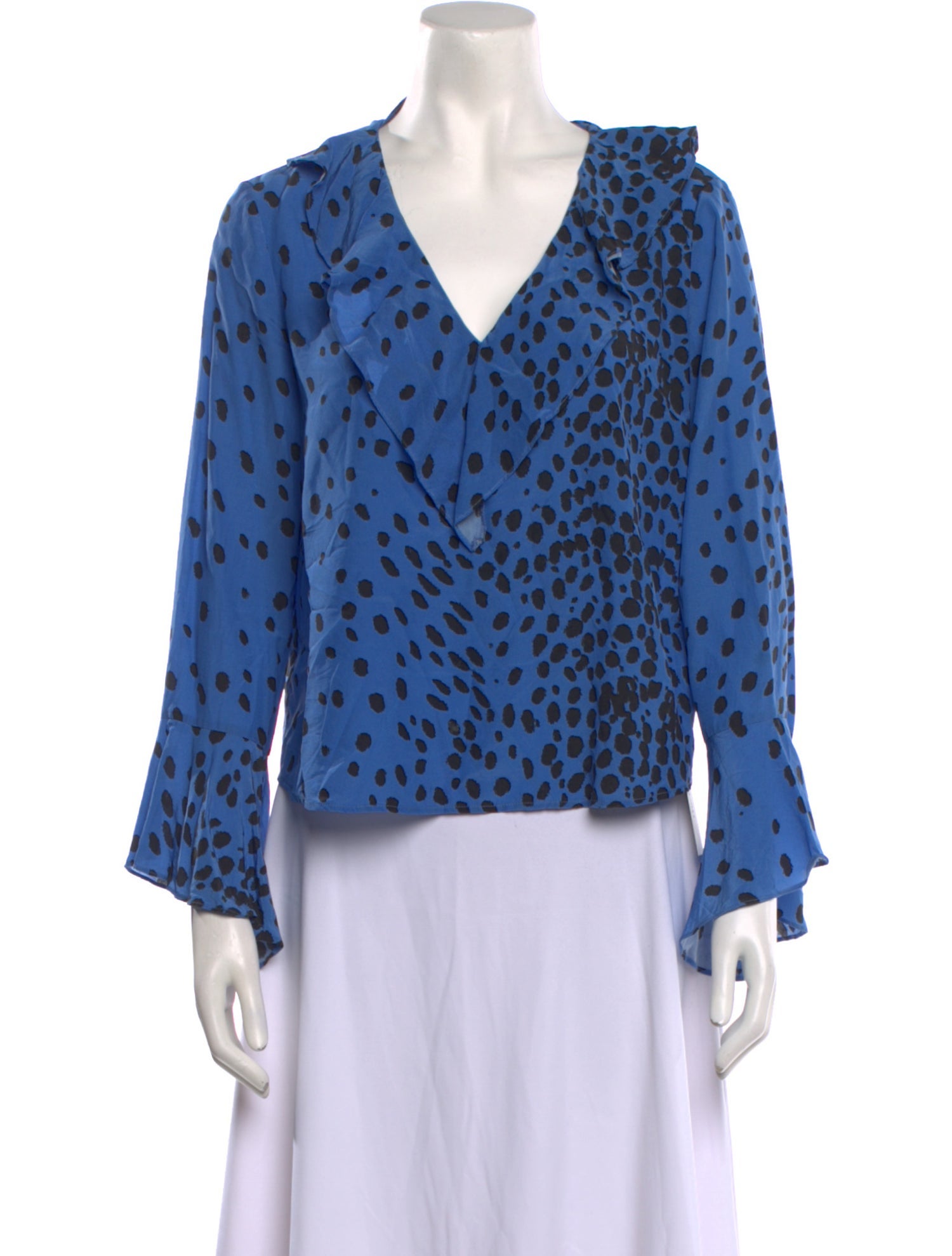 RIXO Silk Animal Print Blouse