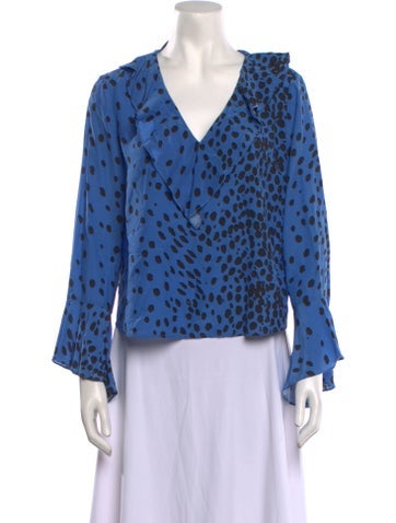Rixo Tops Silk Animal Print Blouse M