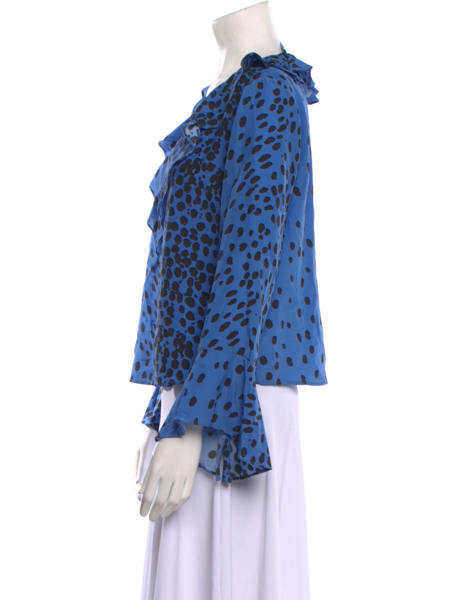 RIXO Silk Animal Print Blouse