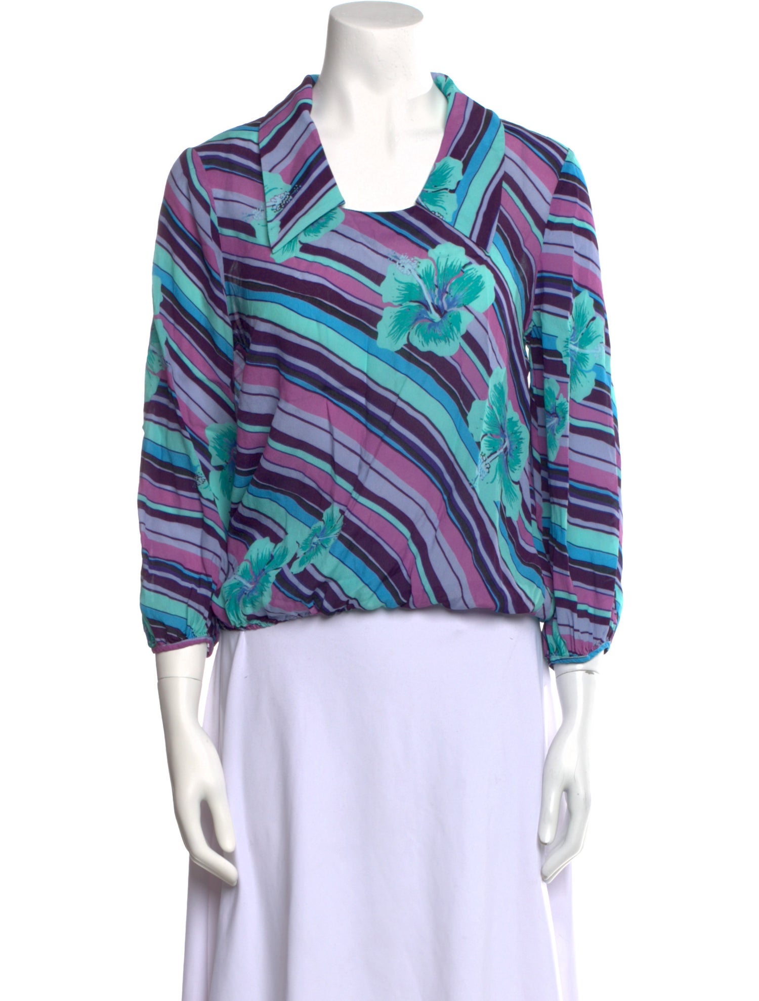 RIXO Printed Scoop Neck Blouse