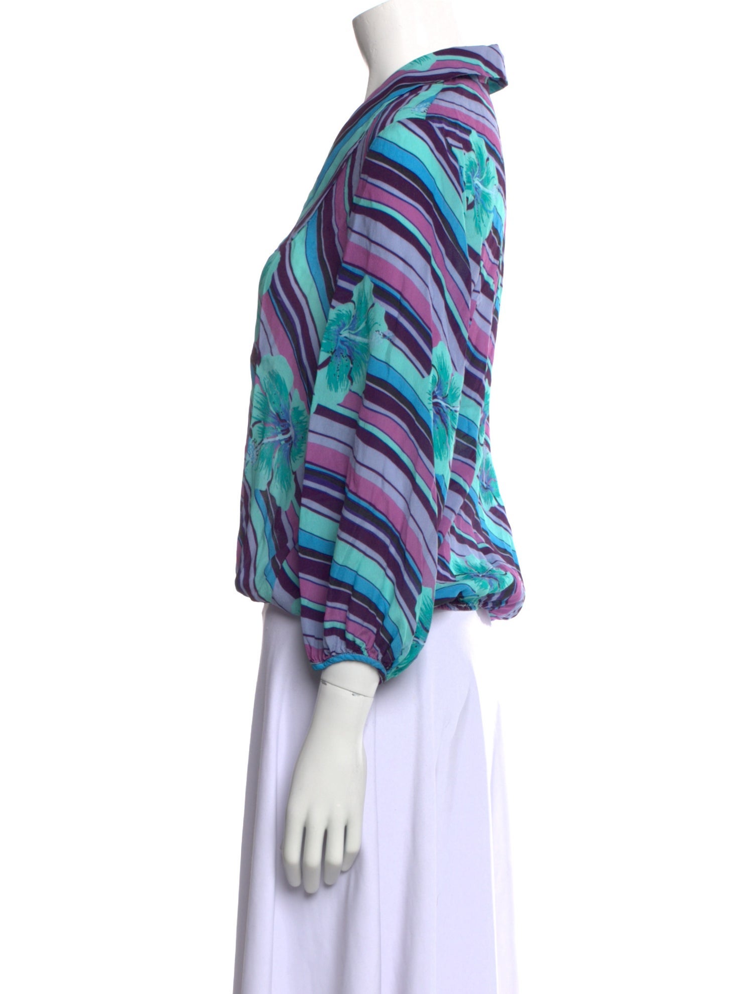 RIXO Printed Scoop Neck Blouse