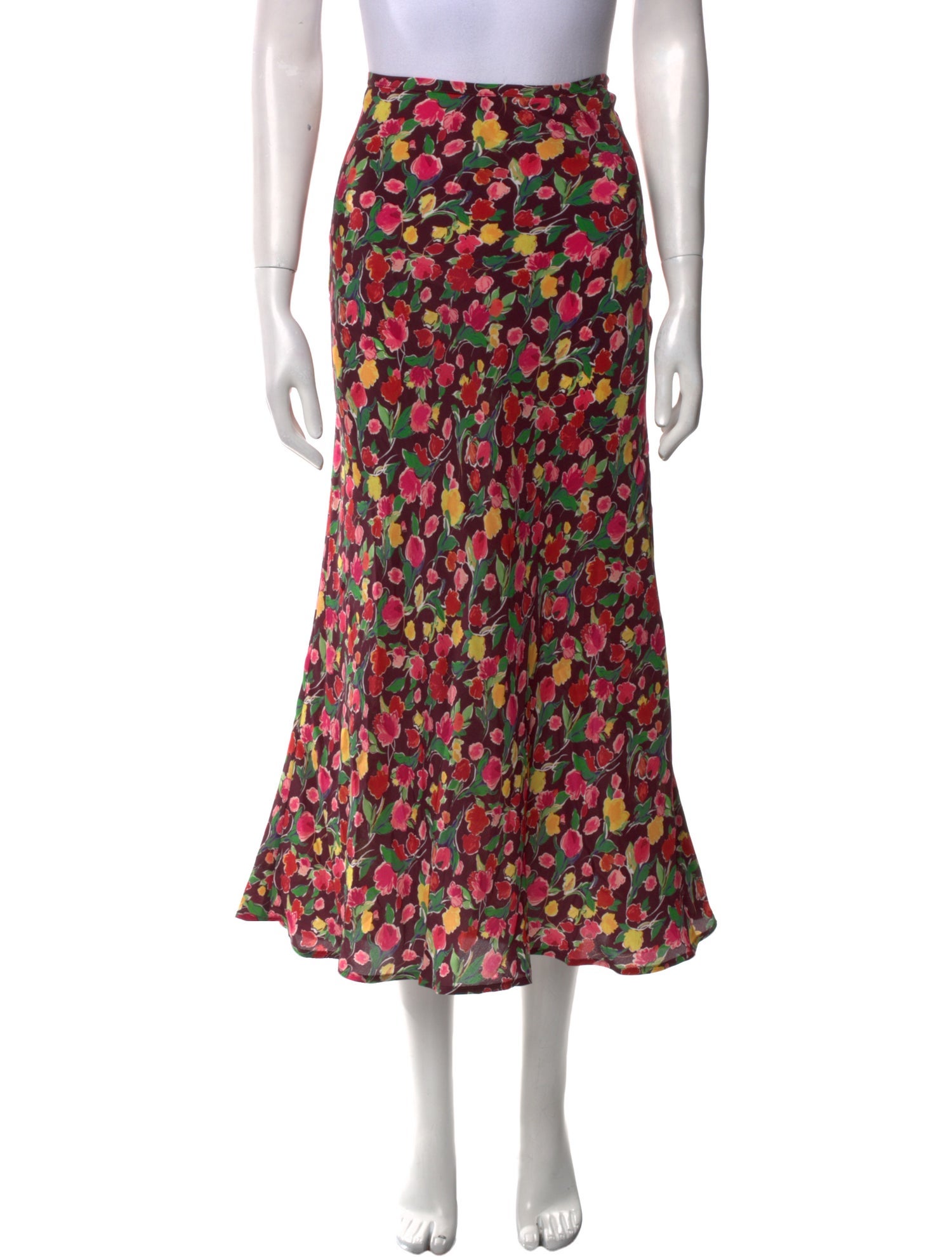 RIXO Silk Midi Length Skirt