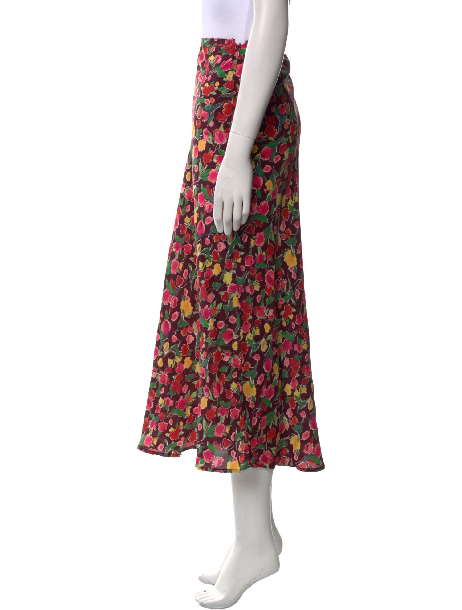 RIXO Silk Midi Length Skirt