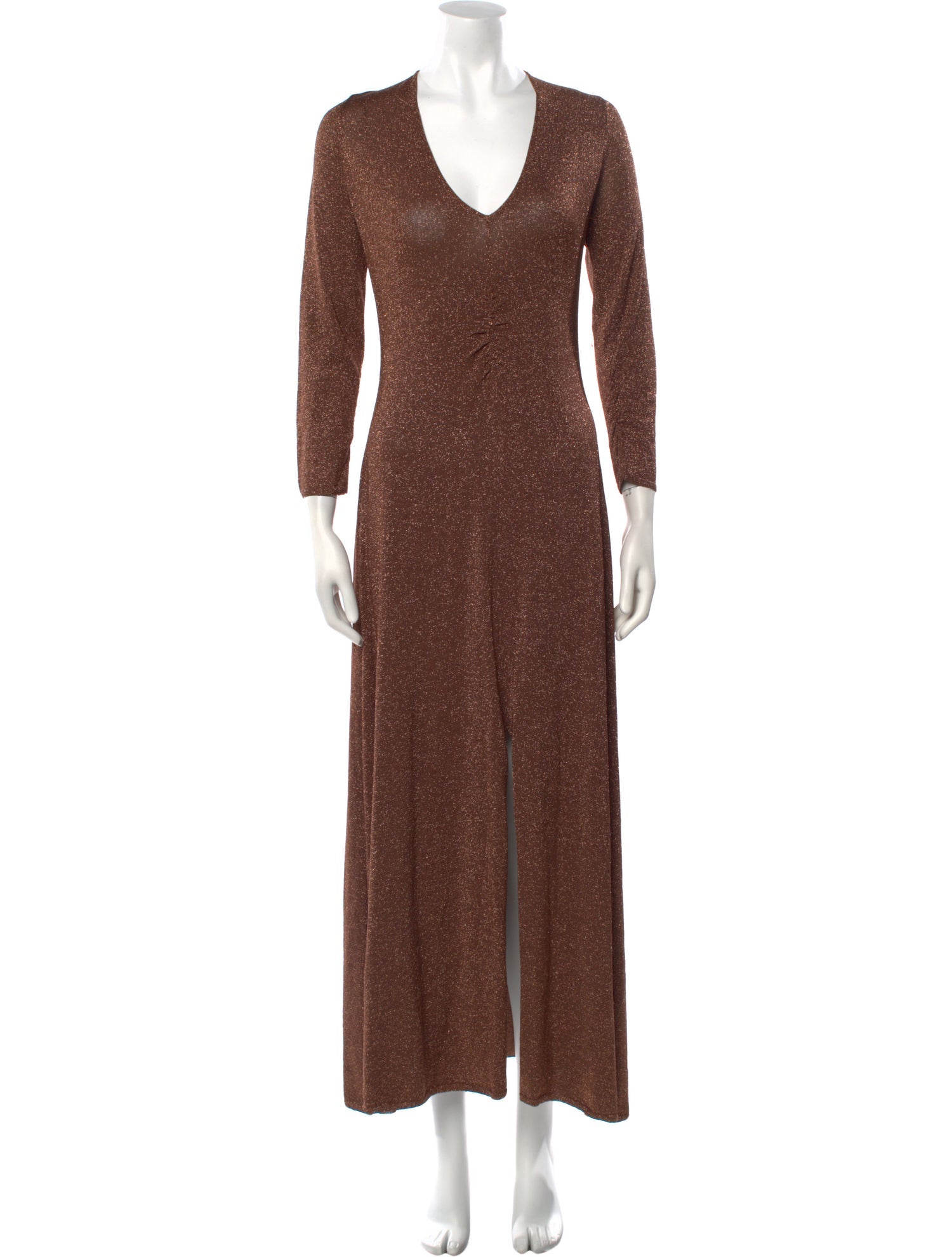 RIXO V-Neck Long Dress