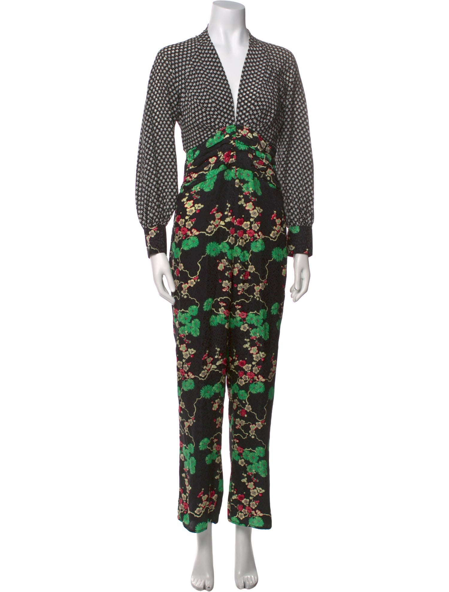 RIXO Silk Printed Jumpsuit
