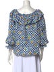 RIXO Printed Scoop Neck Blouse