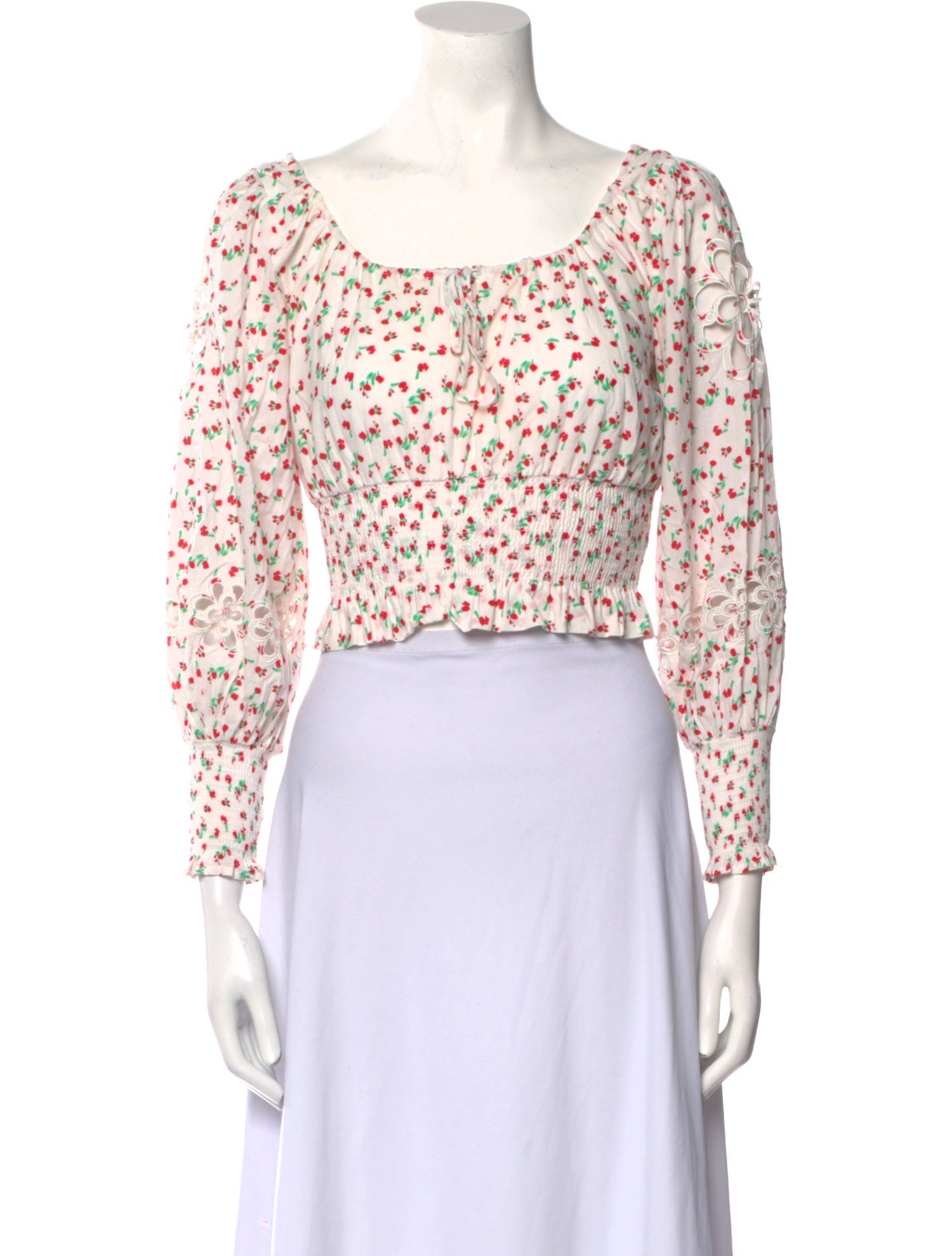 RIXO Floral Print Scoop Neck Crop Top