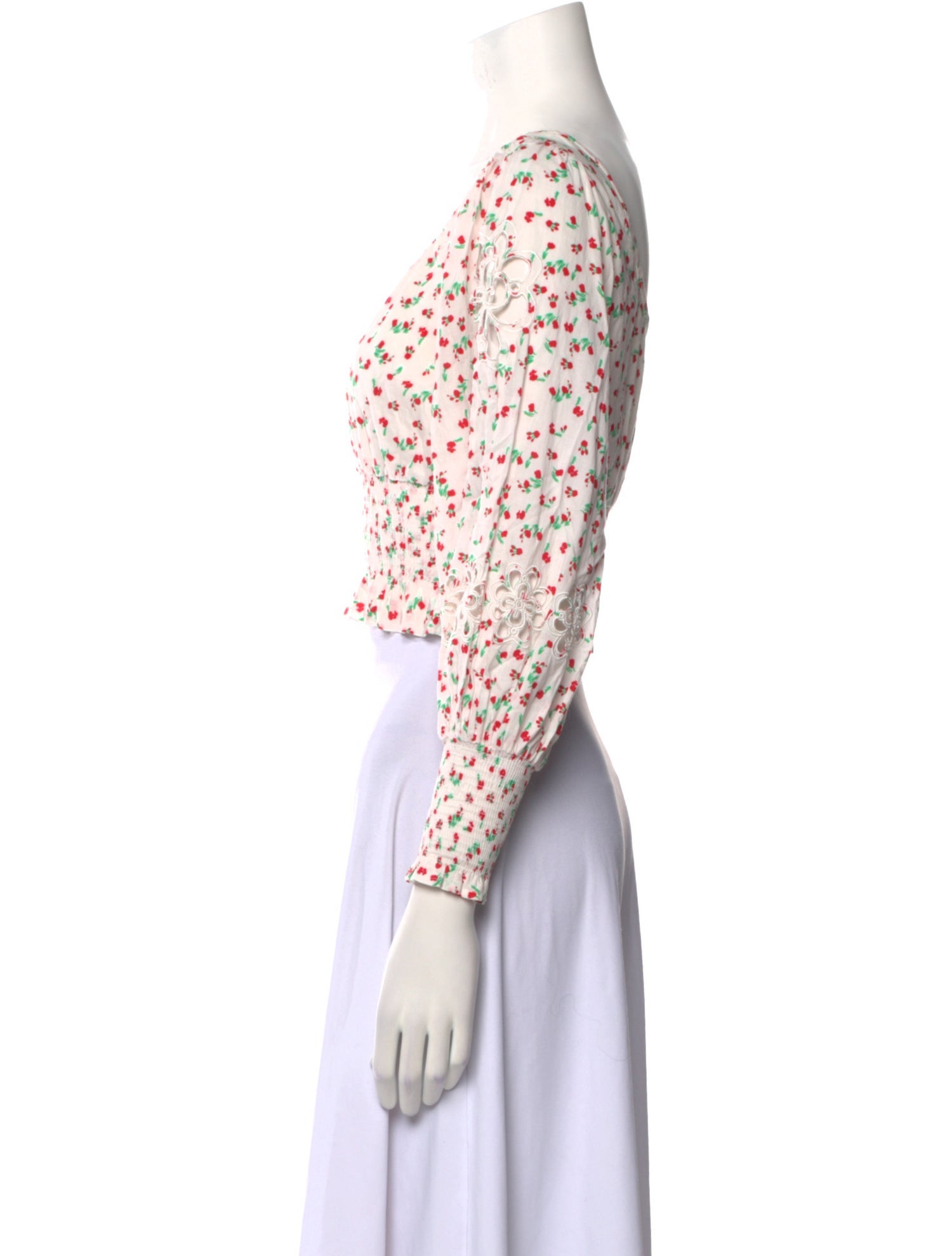 RIXO Floral Print Scoop Neck Crop Top