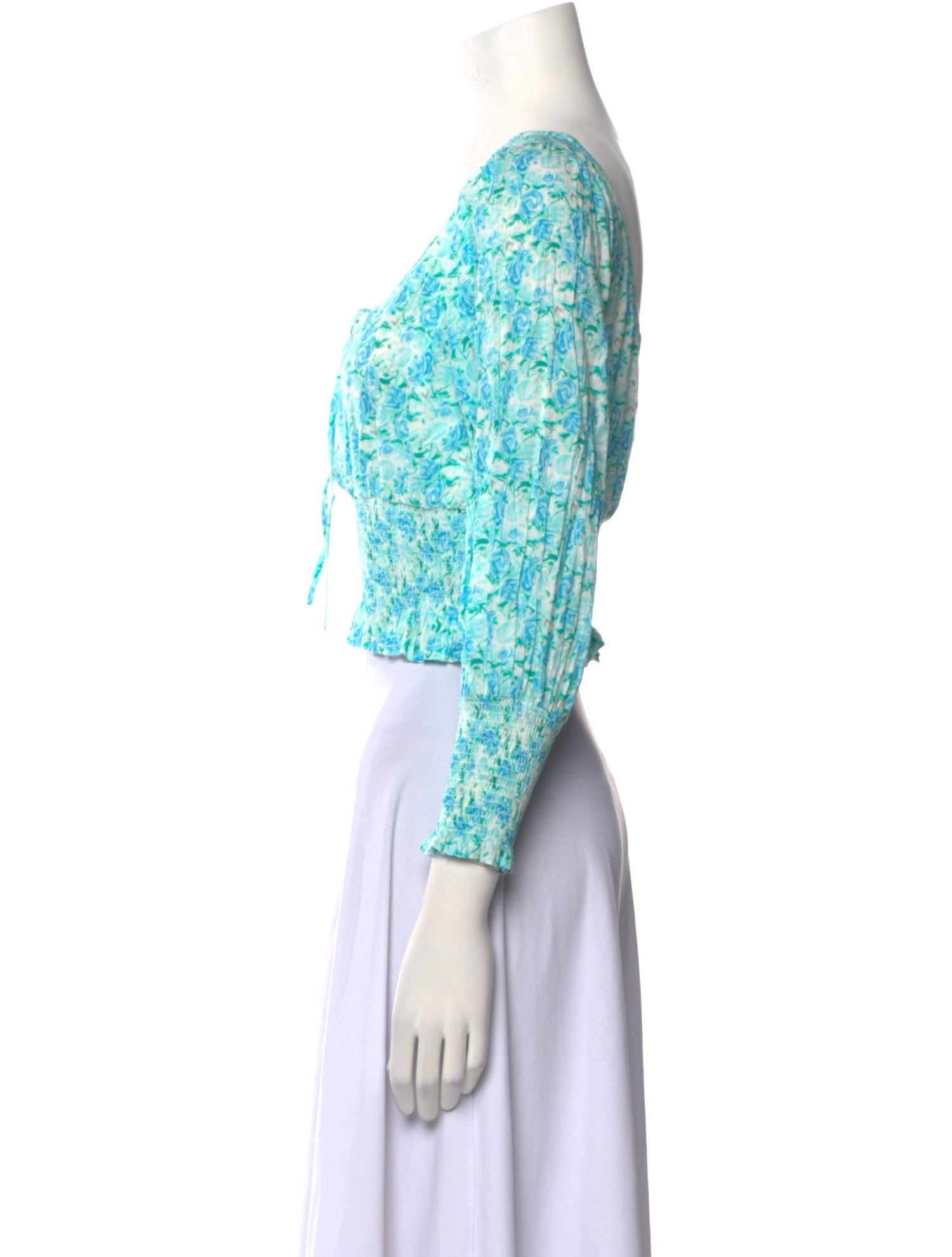 RIXO Floral Print Scoop Neck Crop Top