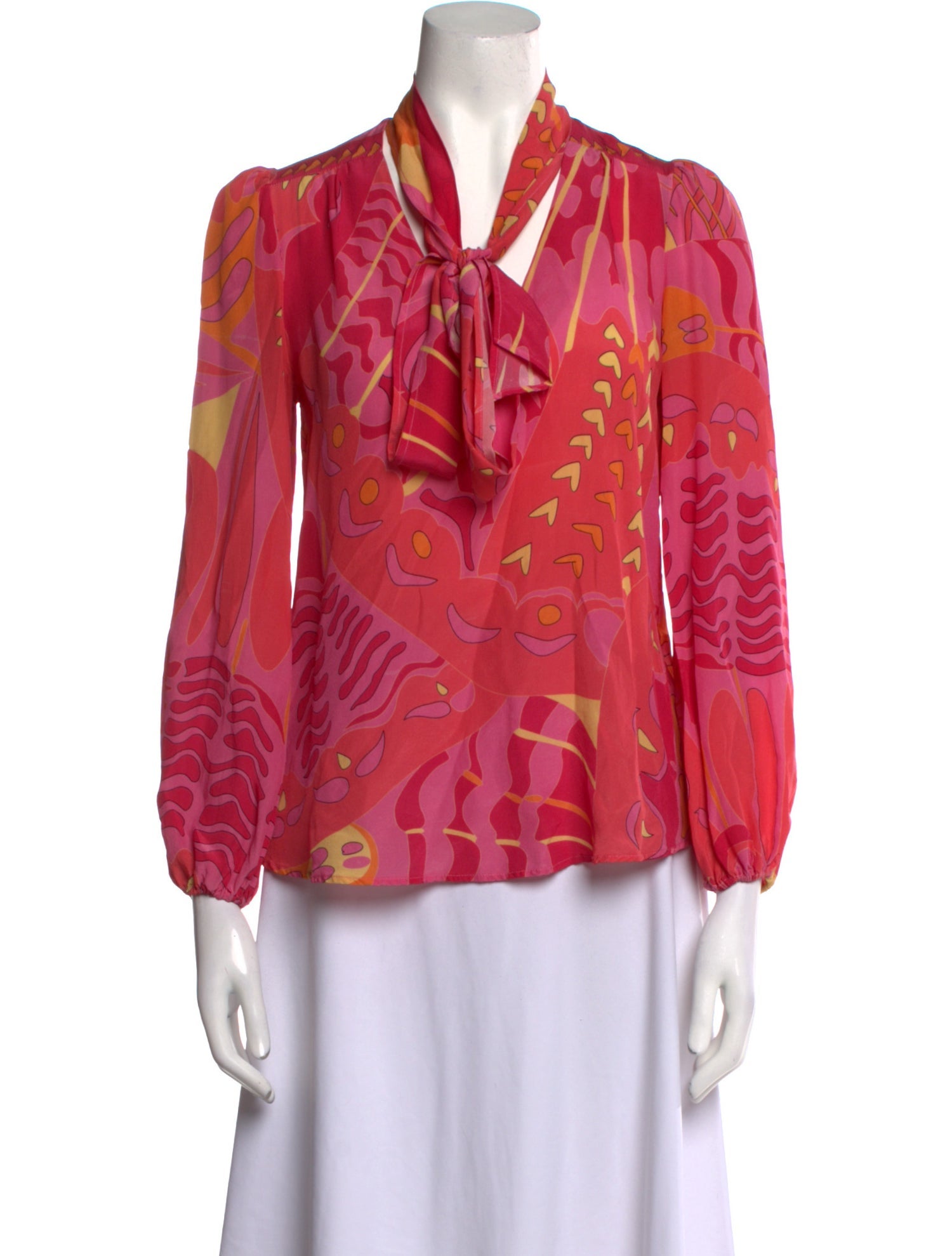RIXO Silk Printed Blouse