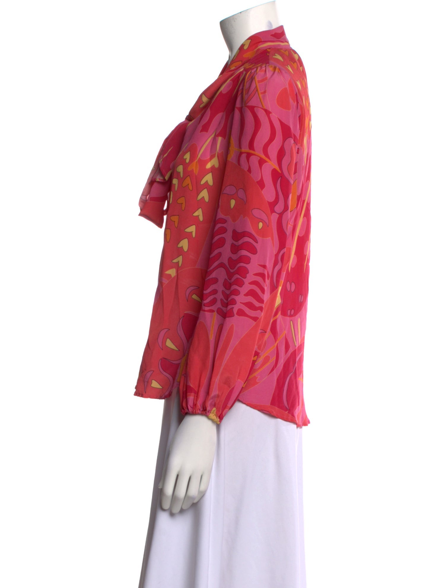 RIXO Silk Printed Blouse