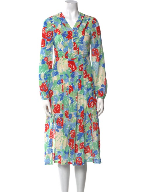 RIXO Silk Midi Length Dress