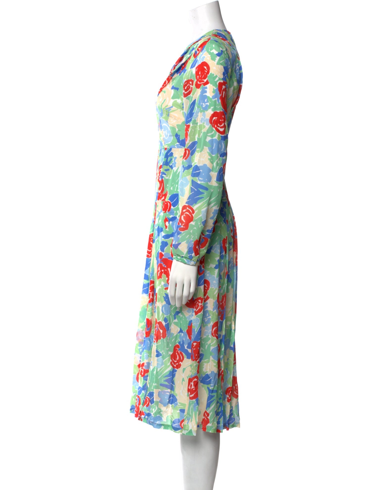 RIXO Silk Midi Length Dress