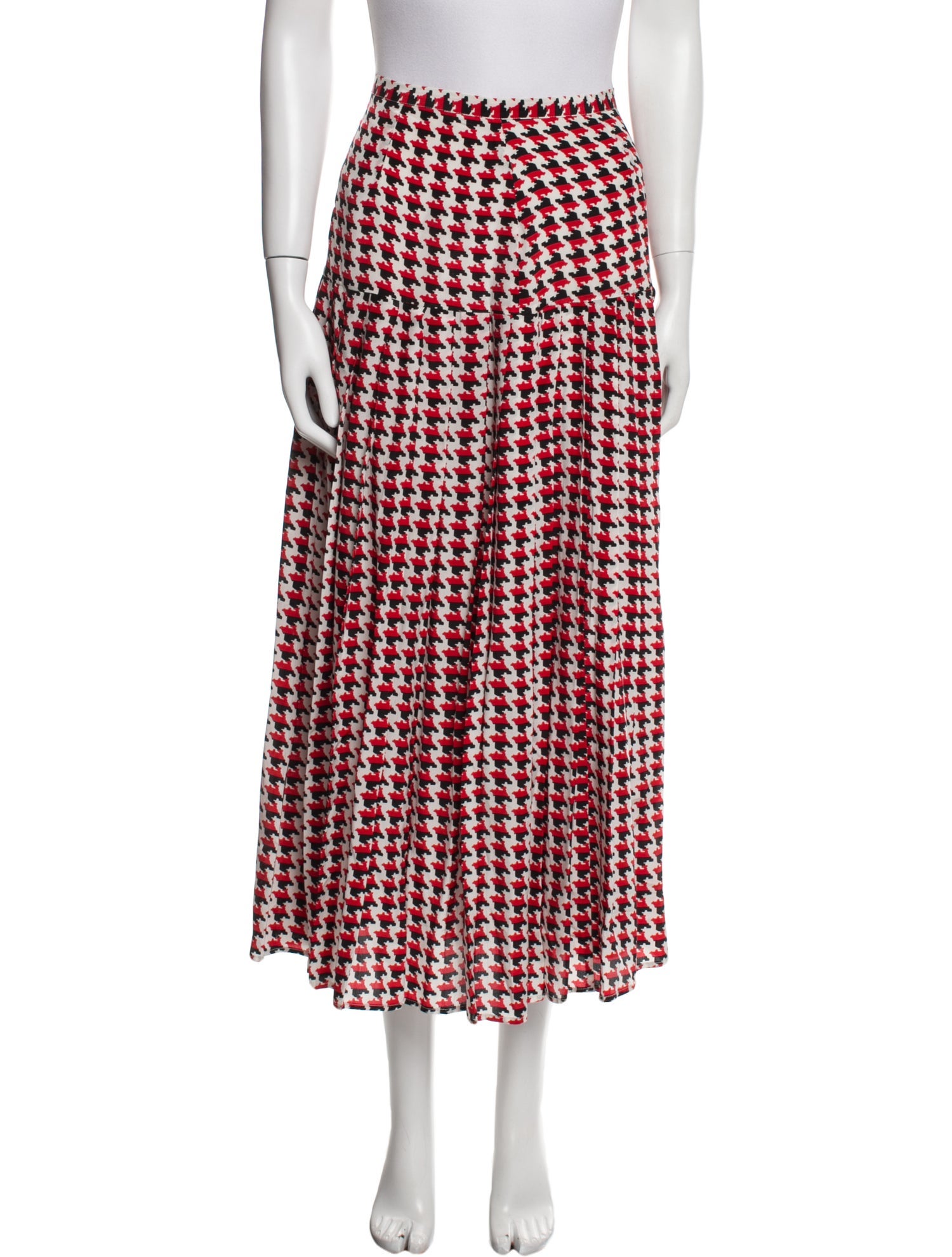 RIXO Silk Midi Length Skirt