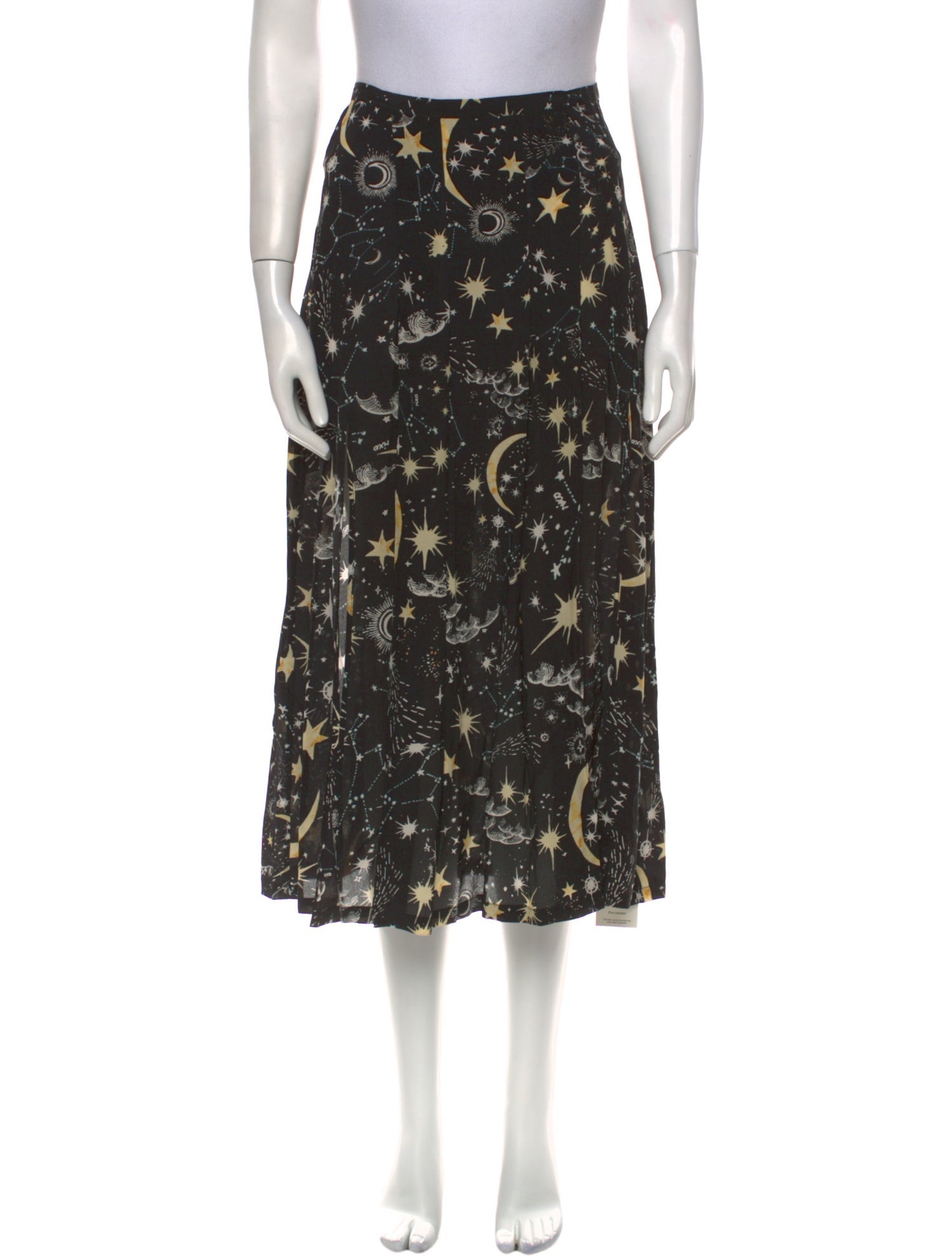 RIXO Silk Midi Length Skirt