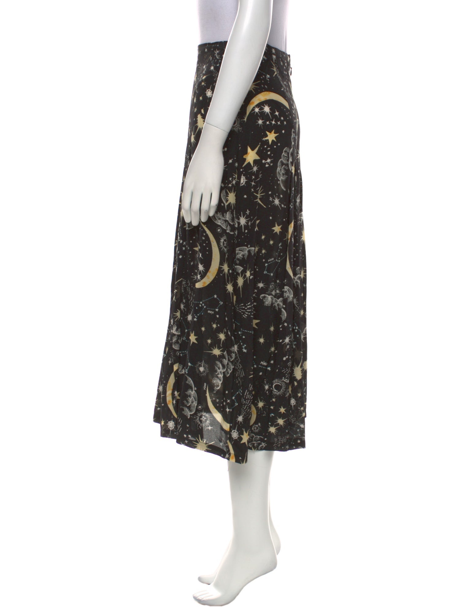 RIXO Silk Midi Length Skirt