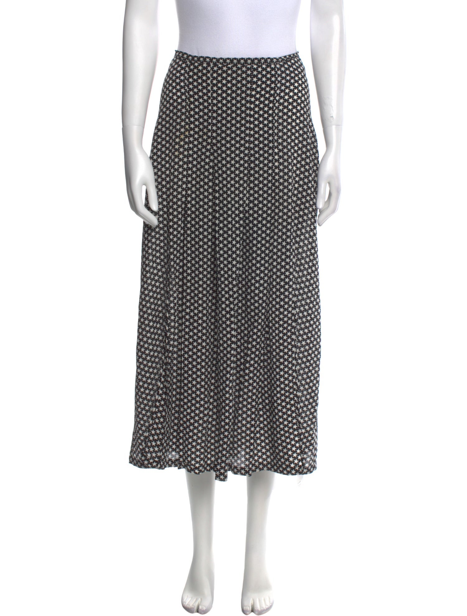 RIXO Silk Midi Length Skirt